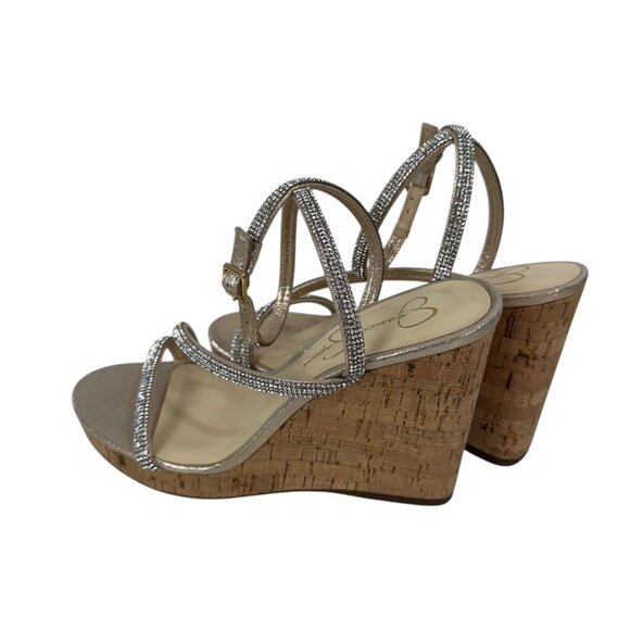 Jessica Simpson Tenley Womens Rhinestone Ankle Strap Platform Wedge Sandals 8M - Picture 5 of 12